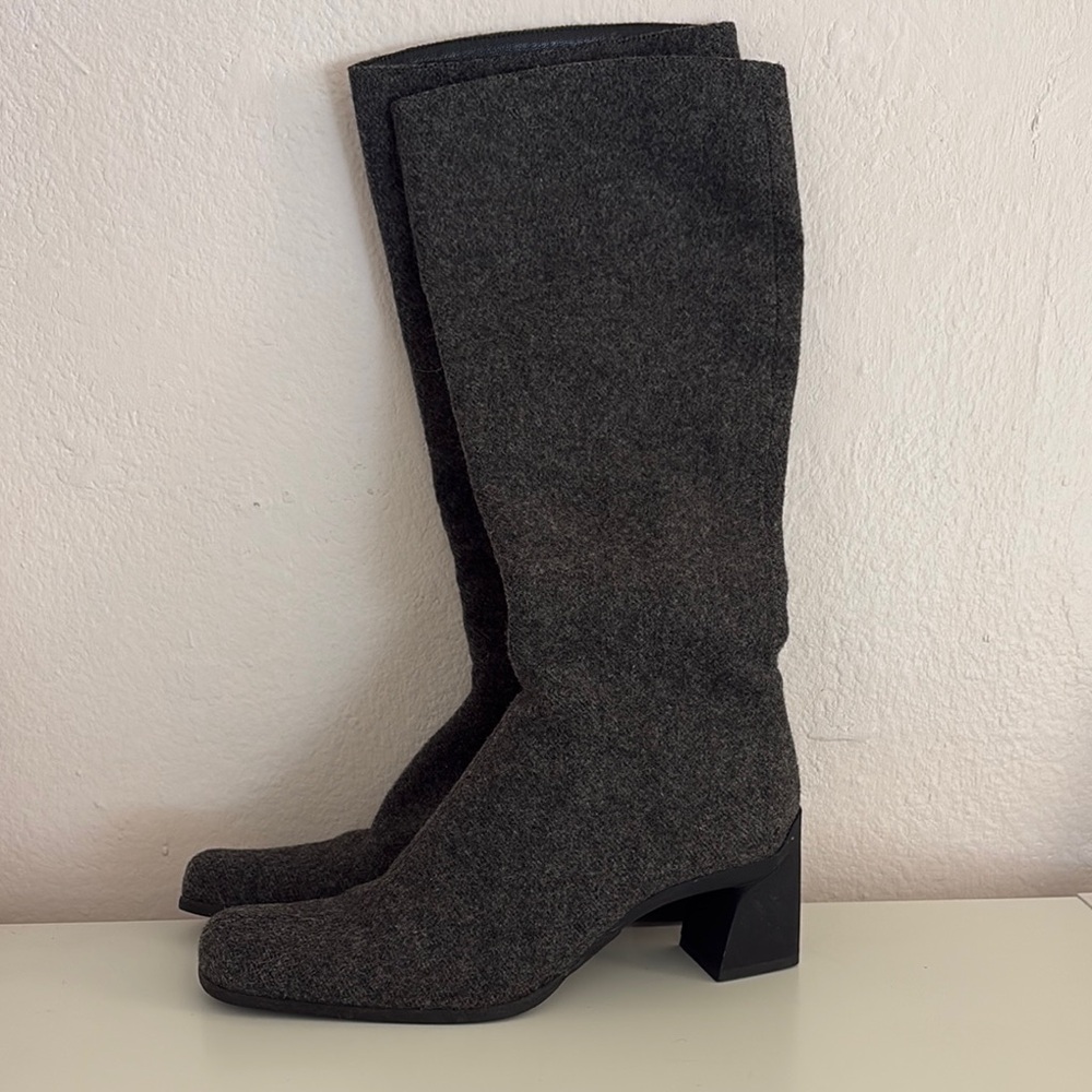Prada Elegant Gray Knee-High Boots